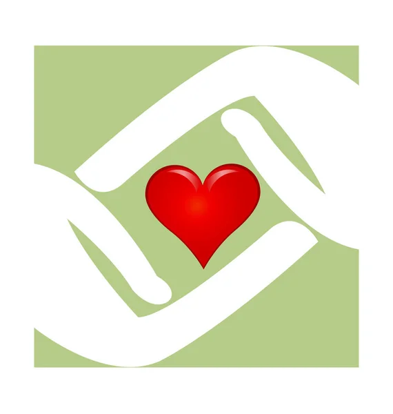 Mãos de caridade segurando vetor ícone do coração — Vetor de Stock