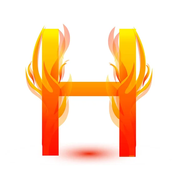 Letter H in fire flame icon vector — Stock Vector