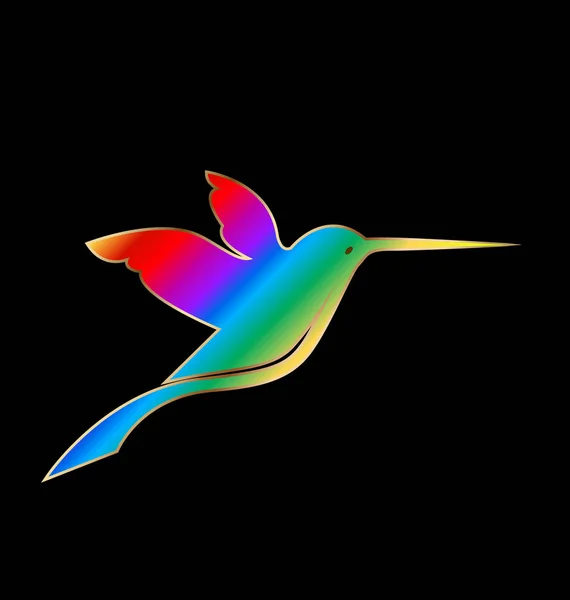 Colibri sur fond noir dessin vectoriel — Image vectorielle