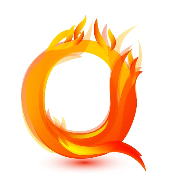 Letter Q in fire flame icon vector — Stock Vector