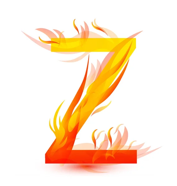 Letra Z en fuego llama icono vector — Archivo Imágenes Vectoriales