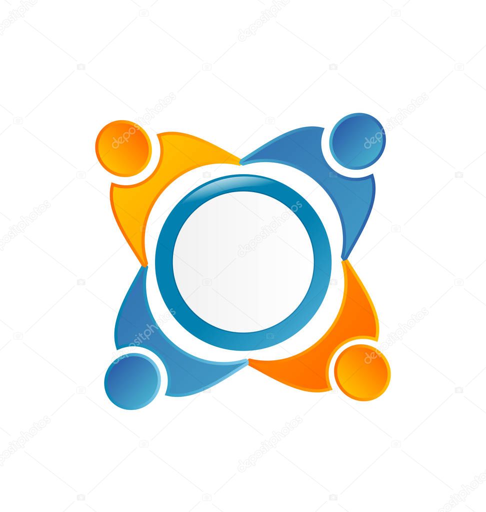 Teamwork business people working together icon vector