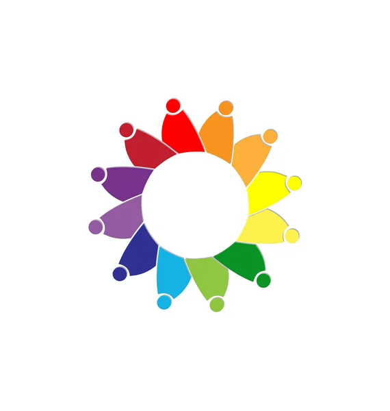 Lagarbete färgstarka personer som representerar mångfald, ikonen vektor — Stock vektor