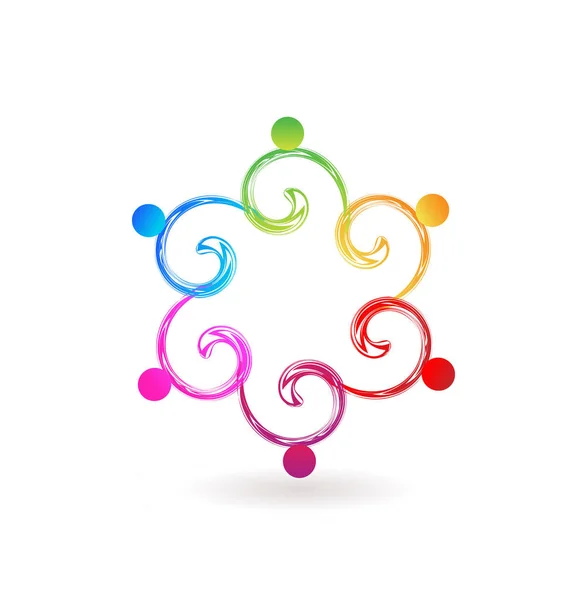 팀웍 다채로운 swirly 사람들 아이콘 벡터 — 스톡 벡터
