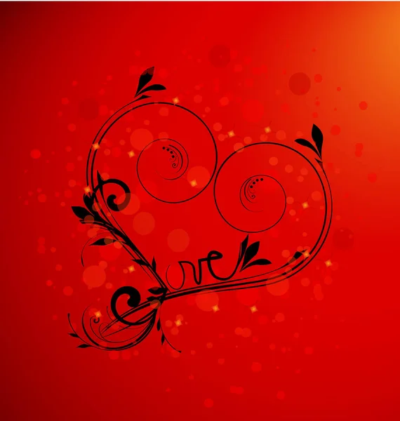 Amor corazón abstracto remolino vector icono sobre fondo rojo — Archivo Imágenes Vectoriales