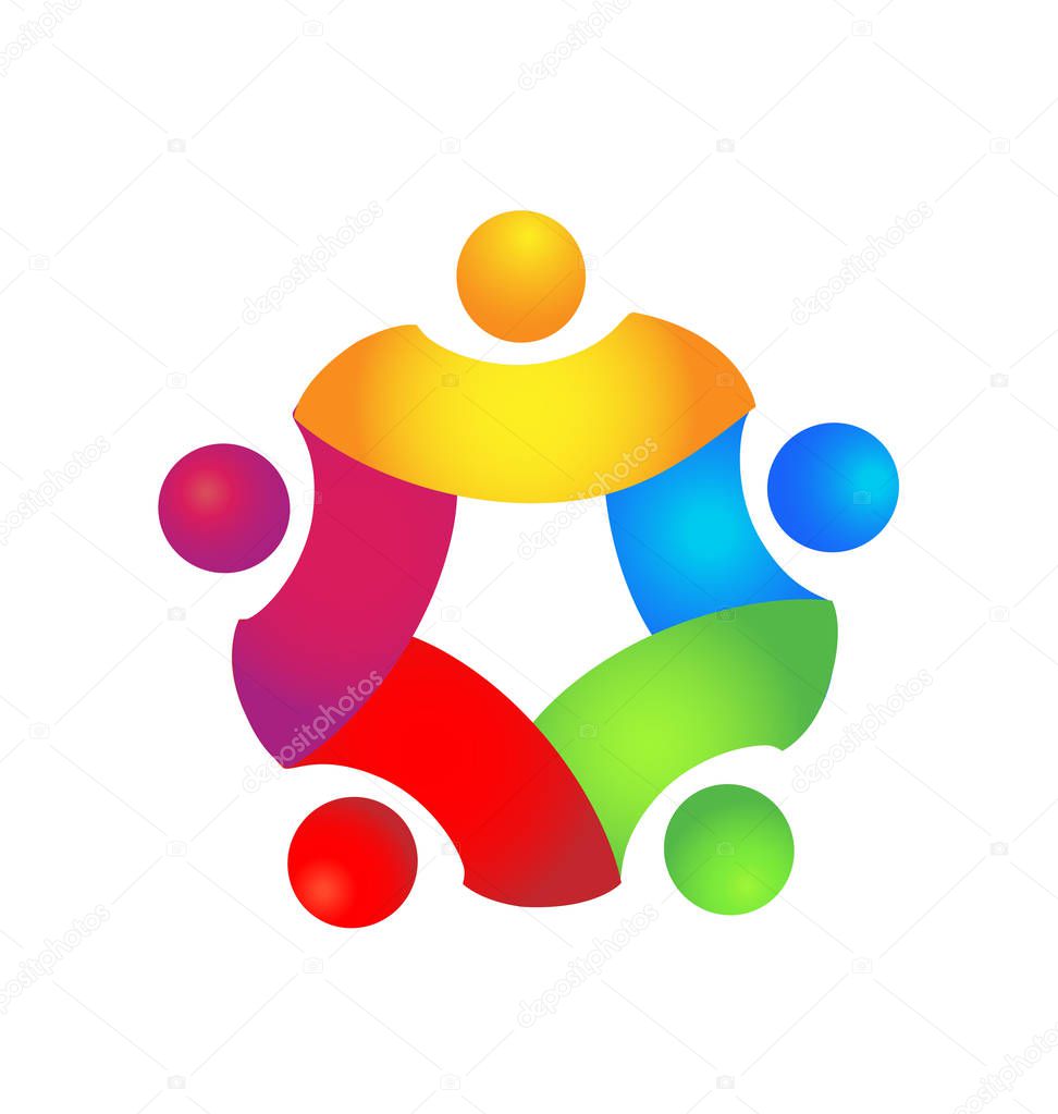 Teamwork business people vector logo design illustration