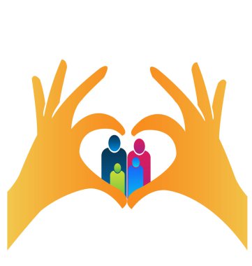 Aile insanlar elleriyle kalp vektör simgesi oluşturma