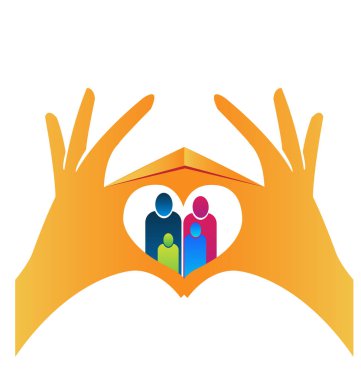 Aile insanlar elleriyle kalp vektör simgesi oluşturma