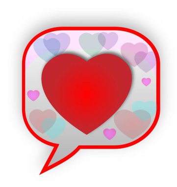 Konuşma balonu kalp emoji iletişim, simge vektör