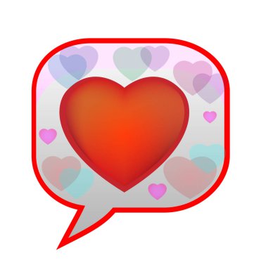 Konuşma balonu kalp emoji iletişim, simge vektör