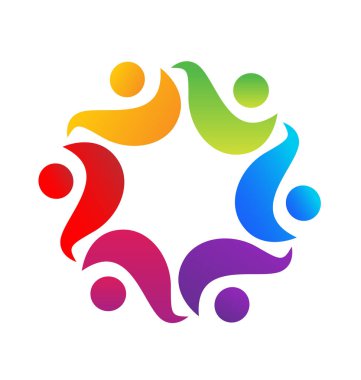 Ekip çalışması renkli insanlar birlikte, simge vektör çalışma