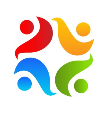 Ekip çalışması renkli insanlar birlikte, simge vektör çalışma