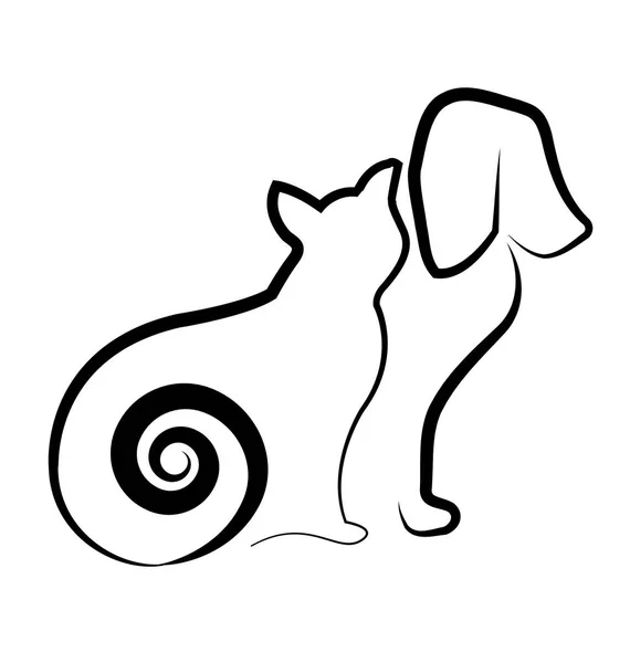 Katze und Hund Silhouette Symbol Vektor — Stockvektor