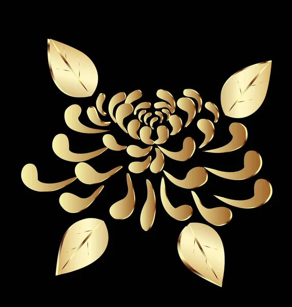 Flor de loto de planta de oro en vector de fondo negro — Archivo Imágenes Vectoriales