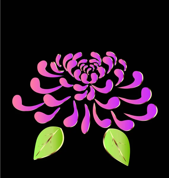 粉红色莲花在黑色背景, 图标向量 — 图库矢量图片
