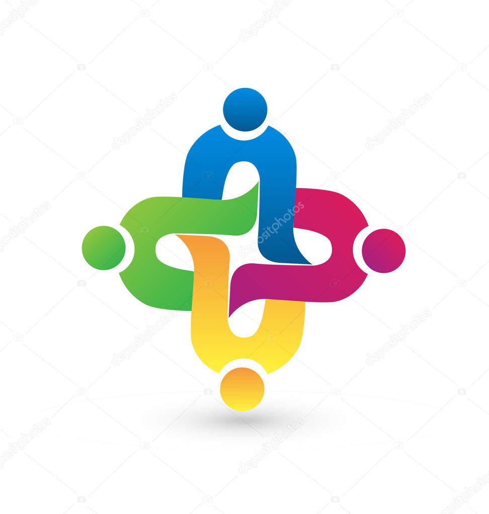 Teamwork people connection vector logo