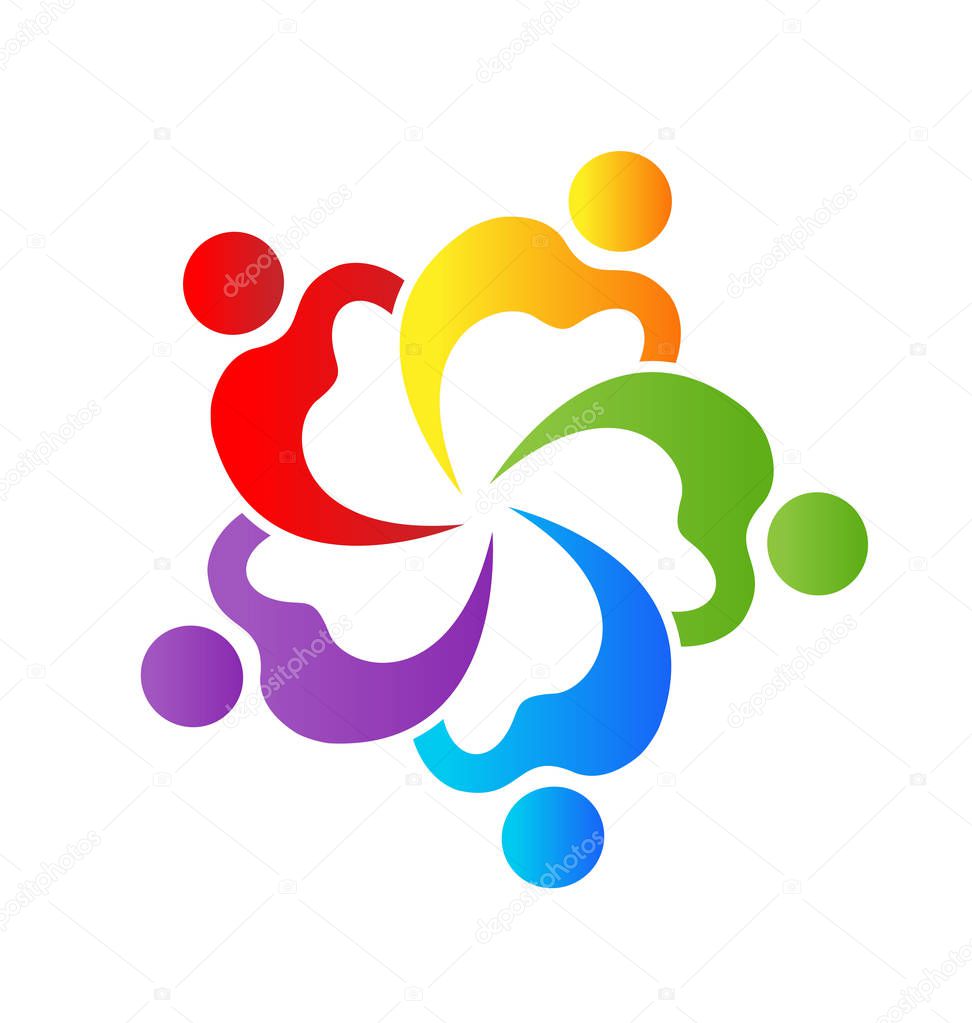 Heart group team people vector logo