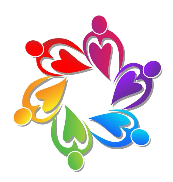 Heart people teamwork, working together, icon vector — Stock Vector