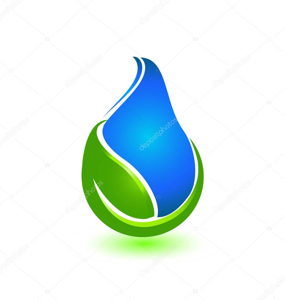 Rain drop conservation and nature leaf, icon vector