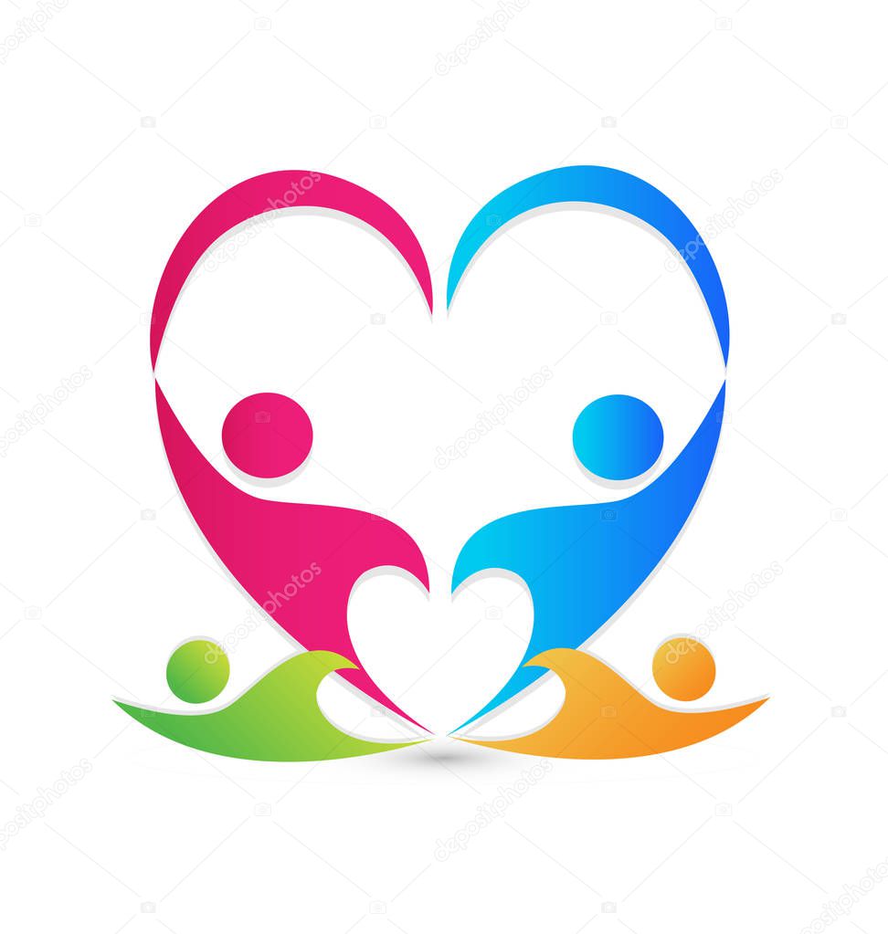 Teamwork family people, caring and loving each other, icon vector