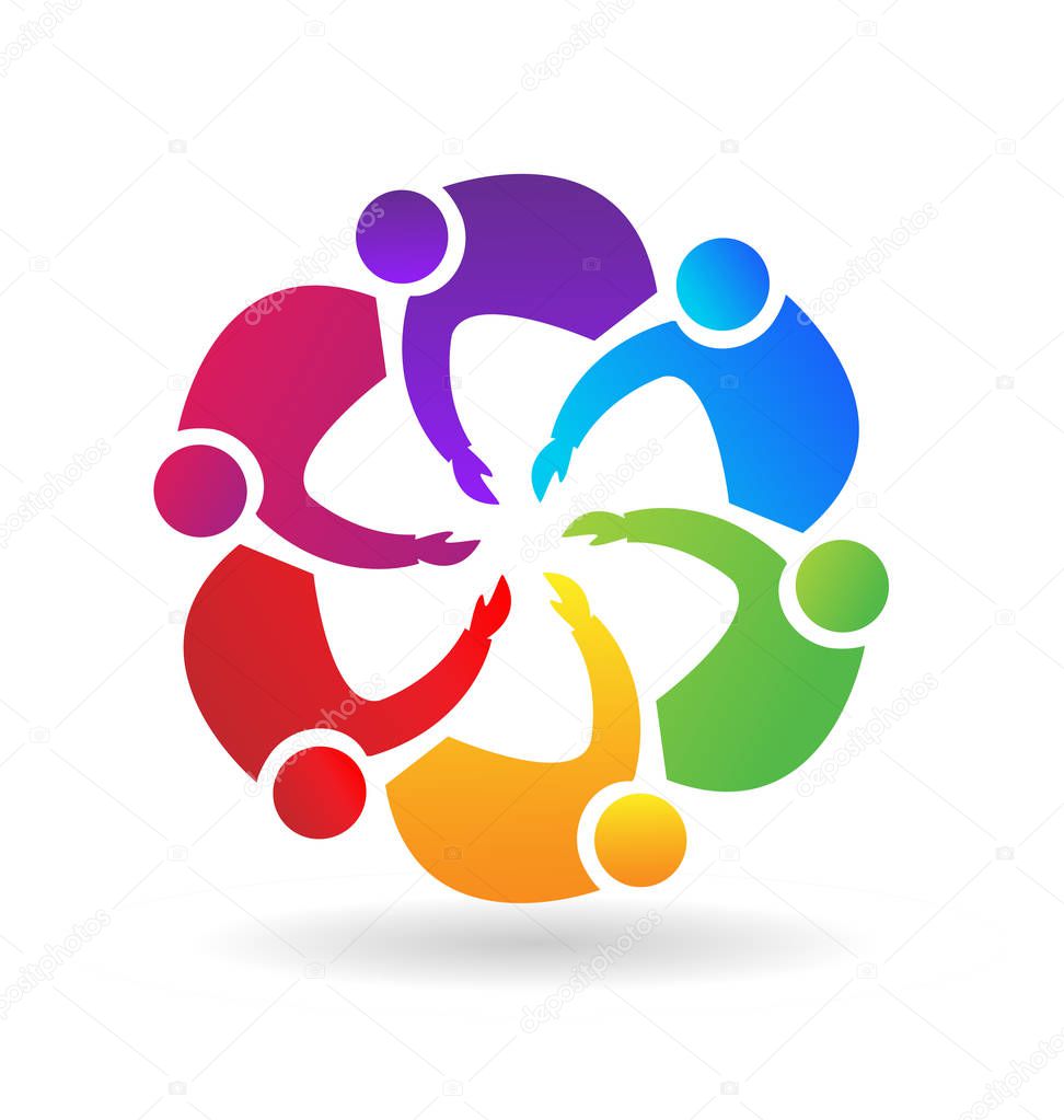 eamwork people, working together towards goal, icon vector