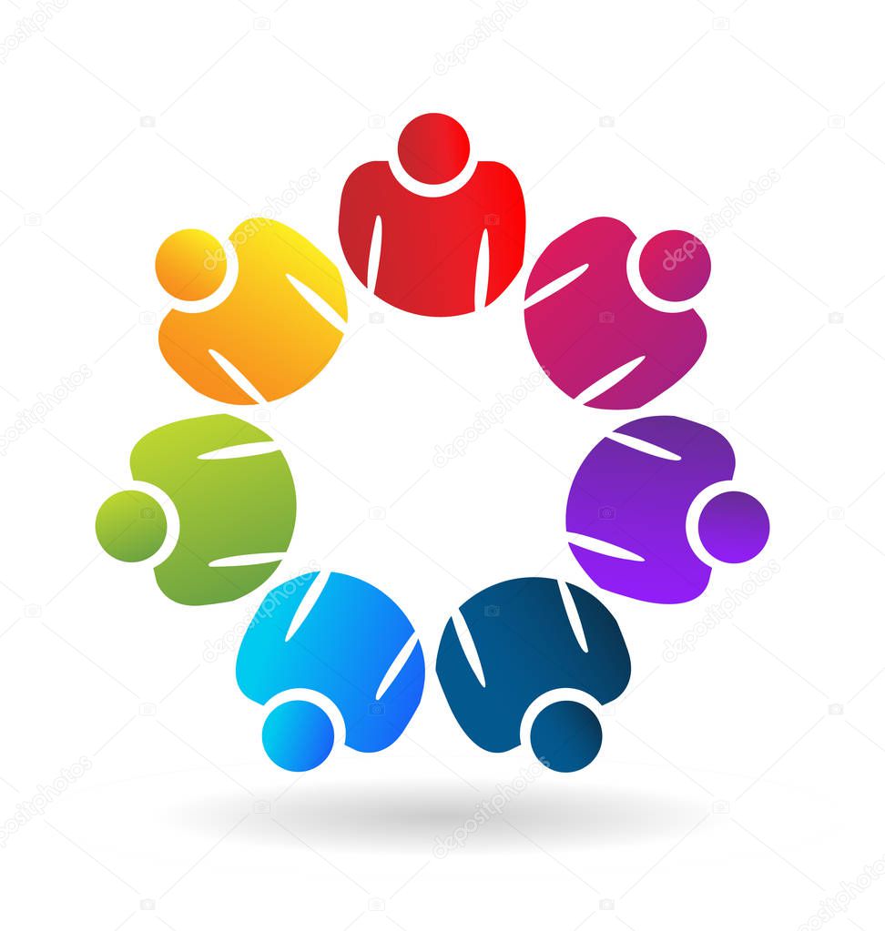 Teamwork people working together vector logo