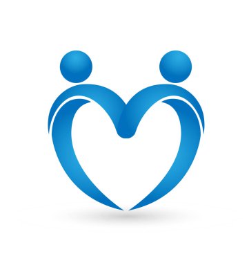 Bir kalp kavramı oluşturan insanlar logo vektör