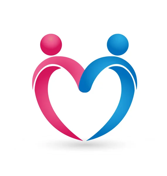 Coppia di persone figura formando vettore logo del cuore — Vettoriale Stock