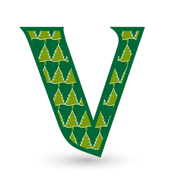 Carta V navidad festiva fuente icono vector — Archivo Imágenes Vectoriales