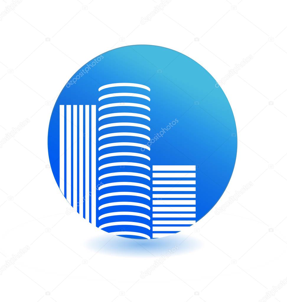 City business buildings, icon vector