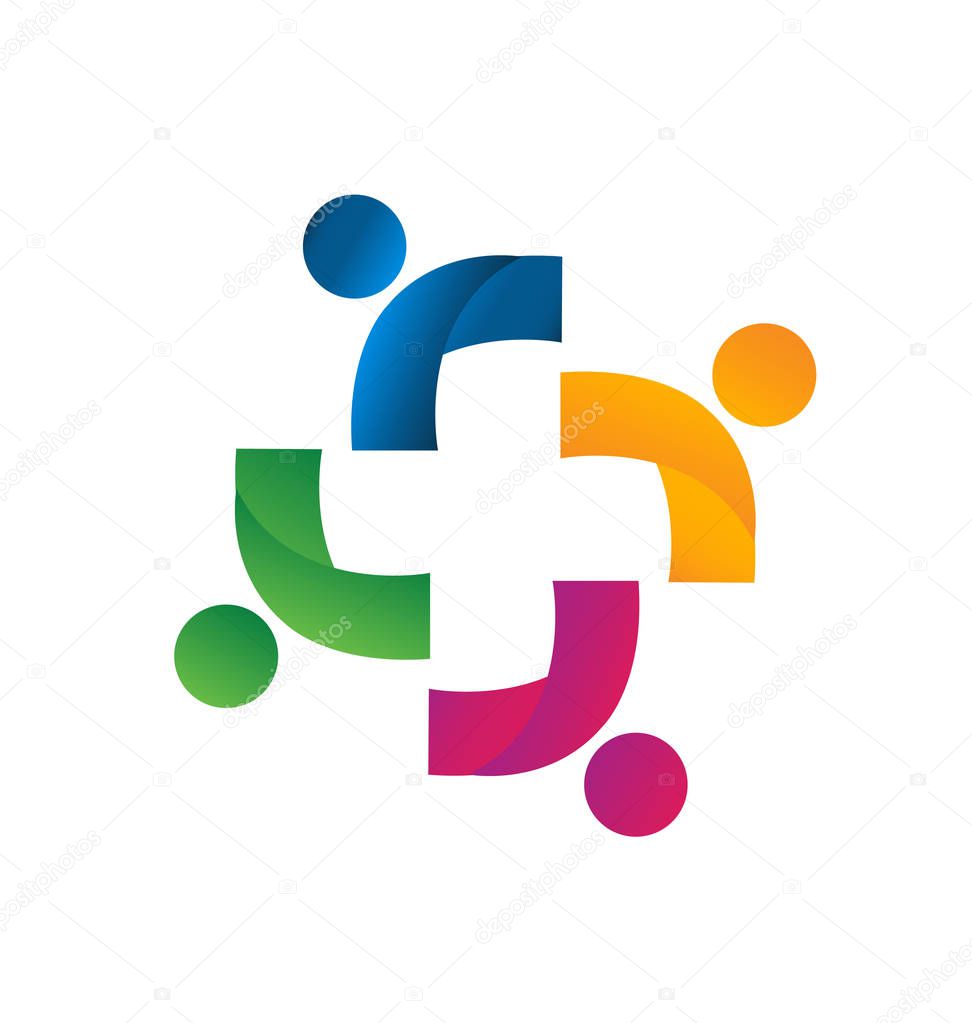 Teamwork people forming a medical cross symbol vector