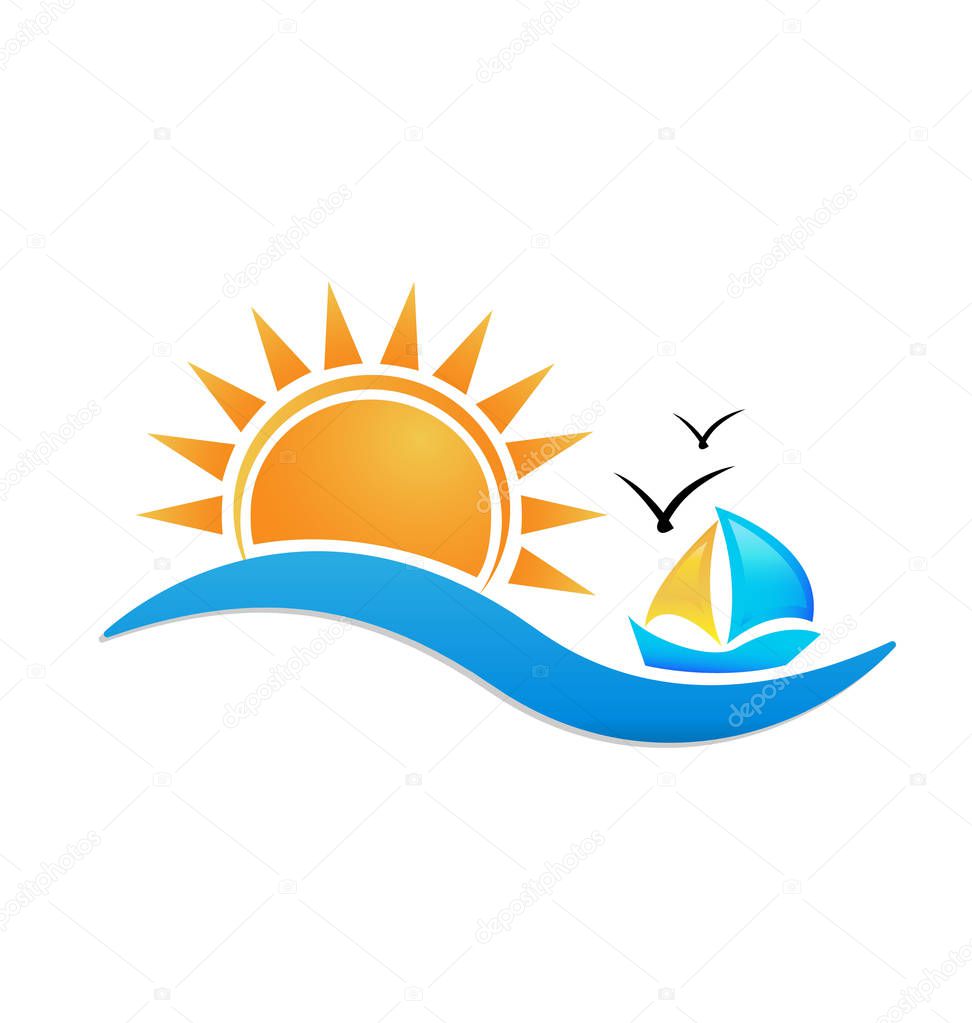 Beach sunny environment logo vector