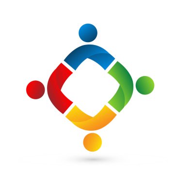 Ekip çalışması insanlar, United ve elele, simge vektör tasarımı tasarlamak