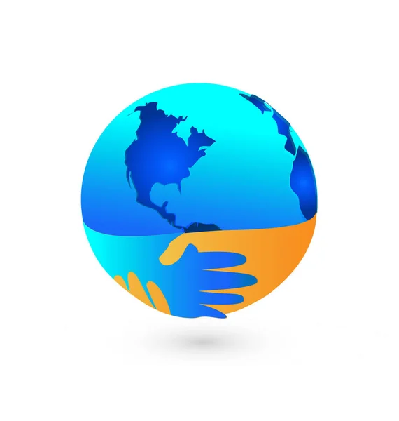 Worldwide handshake, peaceful agreement, icon vector — Stock Vector