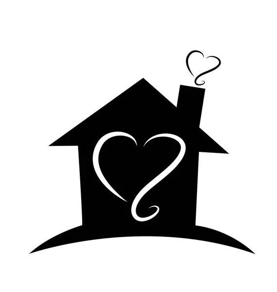 Ev siyah siluet ev Anahat vektör logosu