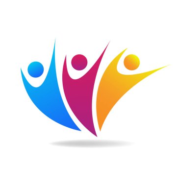 Ekip çalışması mutlu insanlar, vektör simgesi