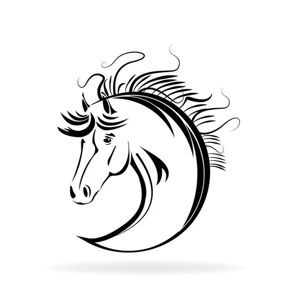 Esquema de retrato de animal de caballo, vector icono — Vector de stock