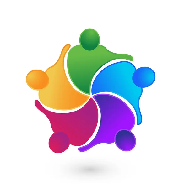 Teamwork mensen samen communautaire vector logo — Stockvector