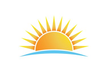 Parlak güneş izole vektör logo parlıyor