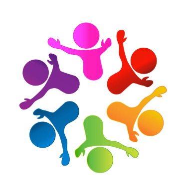 Ekip çalışması grup insan, çalışma ve başarı logo sahip