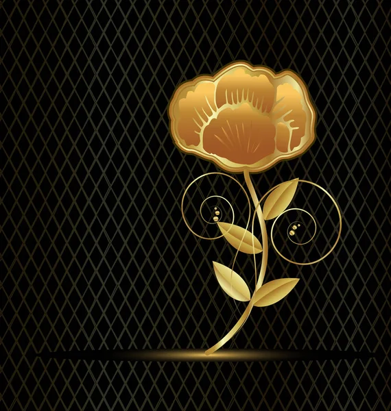 Золота квітка троянди на чорному тлі — стоковий вектор