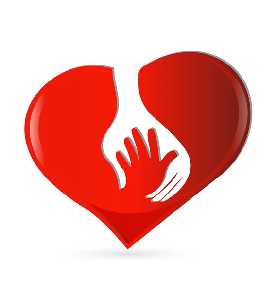 抽象红色心脏用保护的手 — 图库矢量图片