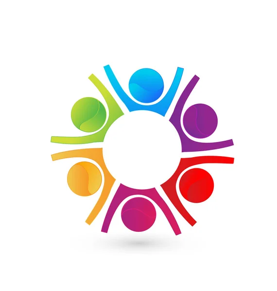 Týmová Práce Šťastných Lidí Vektorové Ikony Logo Design Ilustrace — Stockový vektor