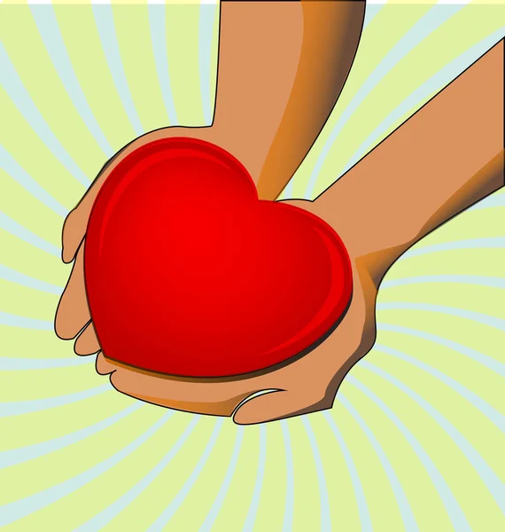 Mãos de caridade, dando vetor conceito de amor — Vetor de Stock