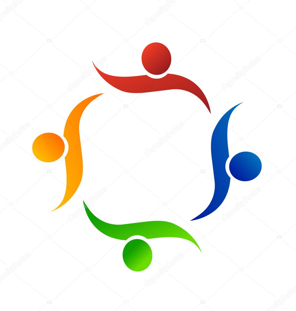 Teamwork people helping one another, icon vector