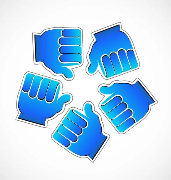 Thumbs Up Like, Équipe groupée en cercle — Image vectorielle