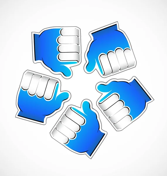 Thumbs Up zoals, cirkel gegroepeerd team — Stockvector