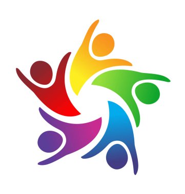 Heyecanlı takım çalışması arkadaşlar insanlar logo vektör