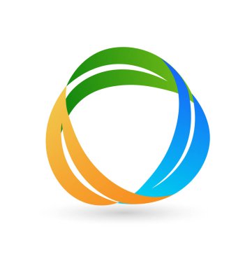 Geri dönüşüm sembolü, organik vektör logo yapraklar