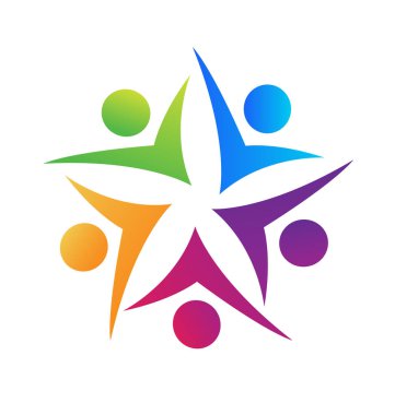 Ekip çalışması insanlar, yıldız şekli sembolü